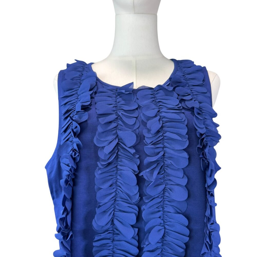 Chico’s Blue Sleeveless Ruffle Front Tank Top Size L – NWT Petal Trim Blouse - Picture 2 of 6